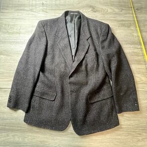 Marshall Fields Blazer Mens 44 Charcoal Wool Cashmere Herringbone Sport Coat